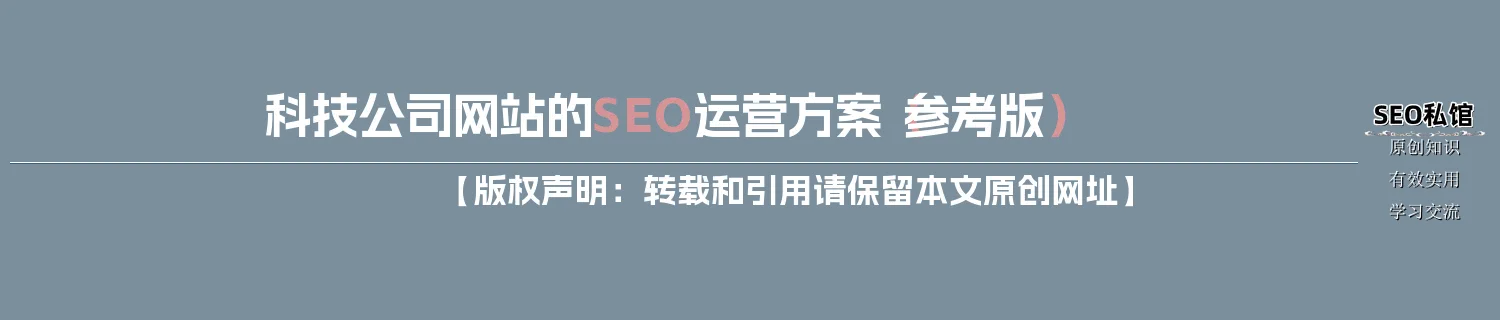 科技公司网站的SEO运营方案（参考版）