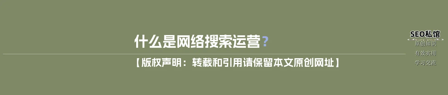 什么是网络搜索运营？
