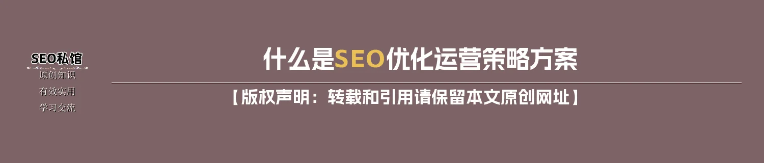 什么是SEO优化运营策略方案