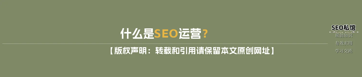 什么是SEO运营？