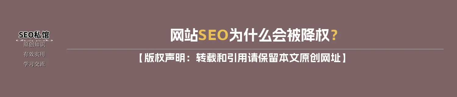 网站SEO为什么会被降权？