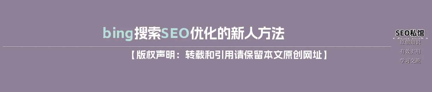 bing搜索SEO优化的新人方法