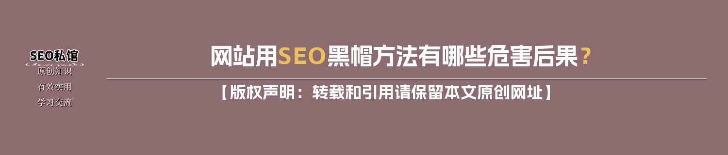 网站用SEO黑帽方法有哪些危害后果？