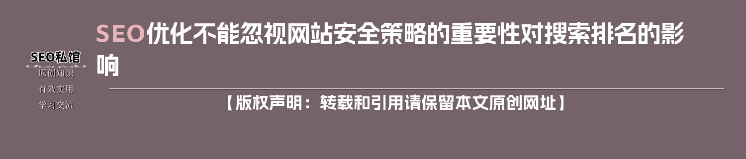 SEO优化不能忽视网站安全策略的重要性对搜索排名的影响