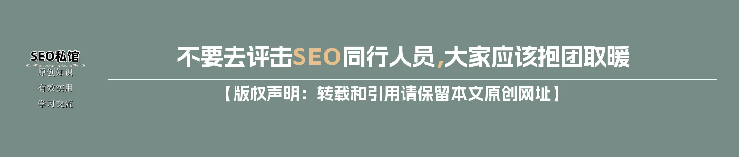 不要去评击SEO同行人员，大家应该抱团取暖