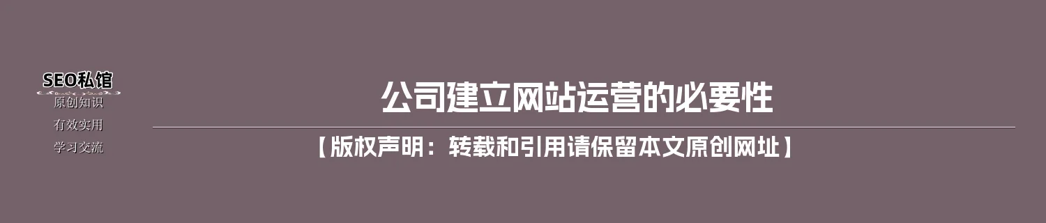 公司建立网站运营的必要性