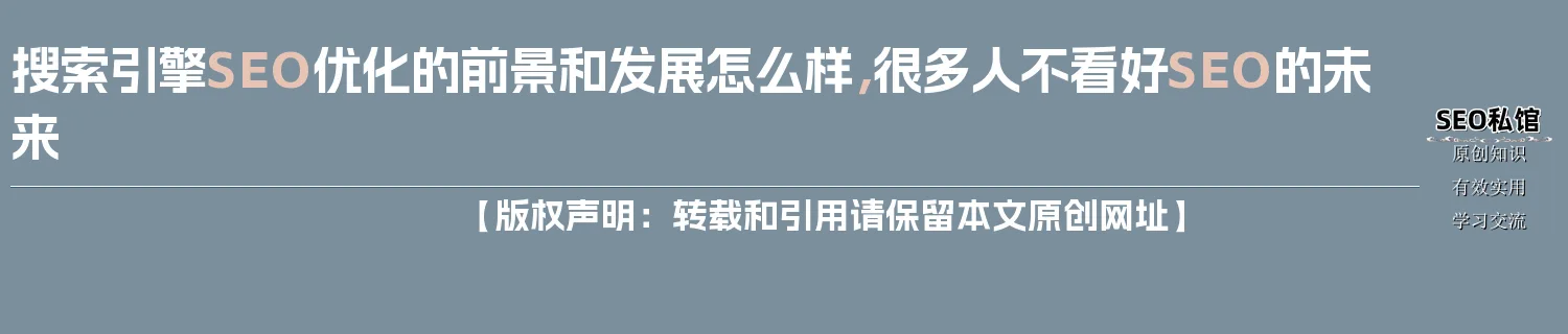 搜索引擎SEO优化的前景和发展怎么样,很多人不看好SEO的未来 搜索引擎SEO优化的前景和发展怎么样,很多人不看好SEO的未来