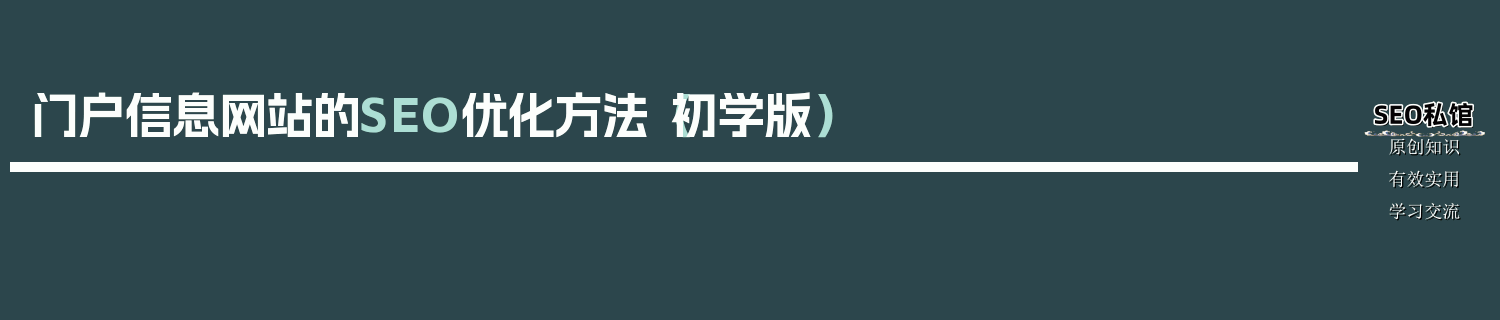 门户信息网站的SEO优化方法（初学版）