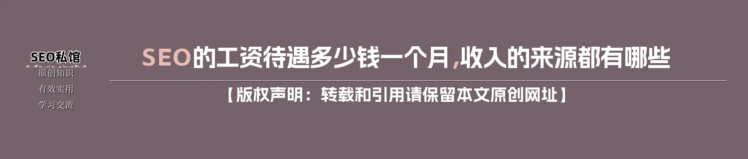 SEO的工资待遇多少钱一个月，收入的来源都有哪些