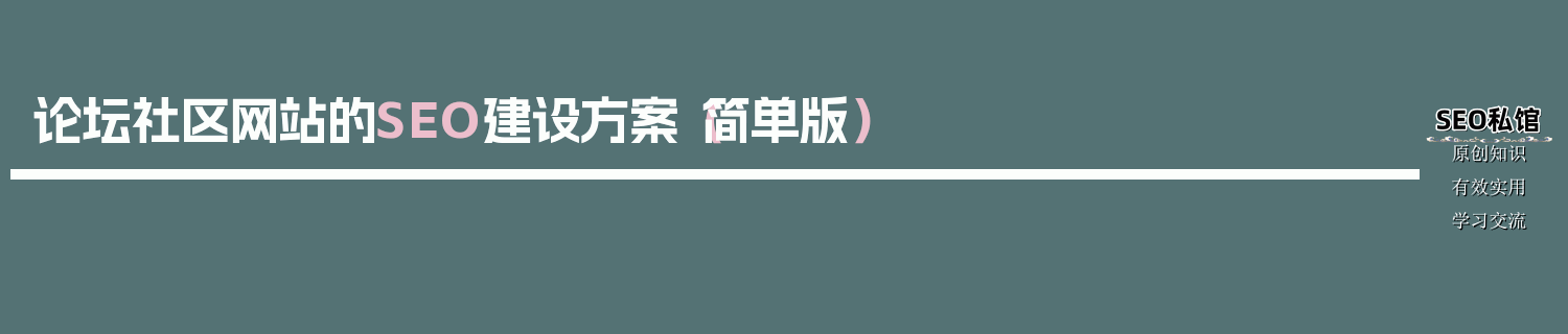 论坛社区网站的SEO建设方案（简单版）
