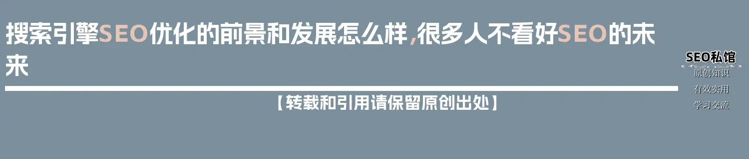 搜索引擎SEO优化的前景和发展怎么样，很多人不看好SEO的未来