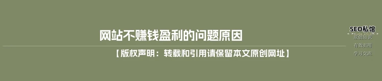 网站不赚钱盈利的问题原因