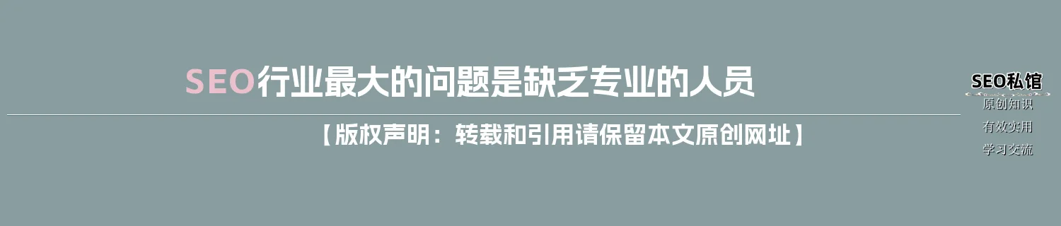 SEO行业最大的问题是缺乏专业的人员