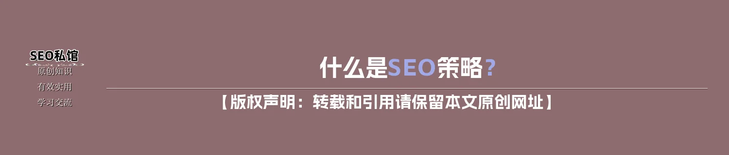 什么是SEO策略？