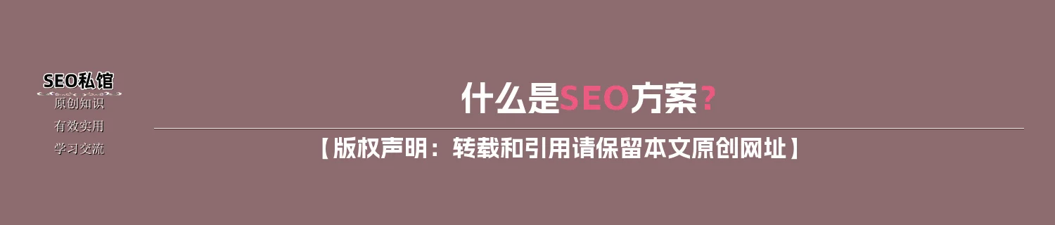 什么是SEO方案？