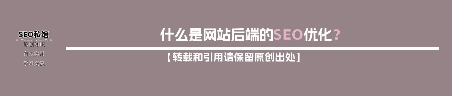 什么是网站后端的SEO优化？