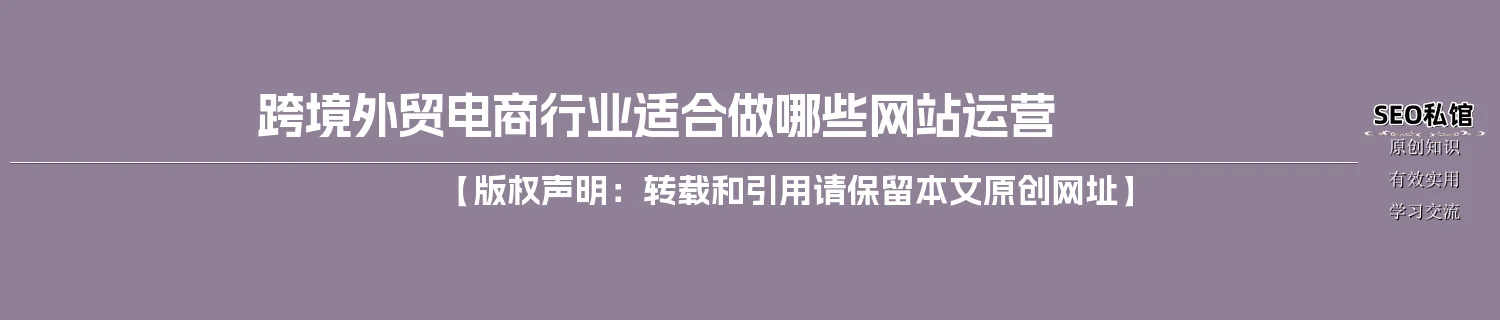 跨境外贸电商行业适合做哪些网站运营