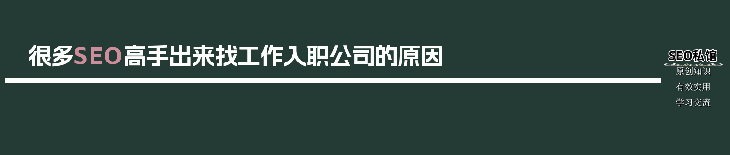 很多SEO高手出来找工作入职公司的原因