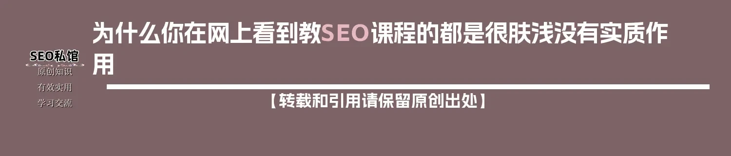 为什么你在网上看到教SEO课程的都是很肤浅没有实质作用