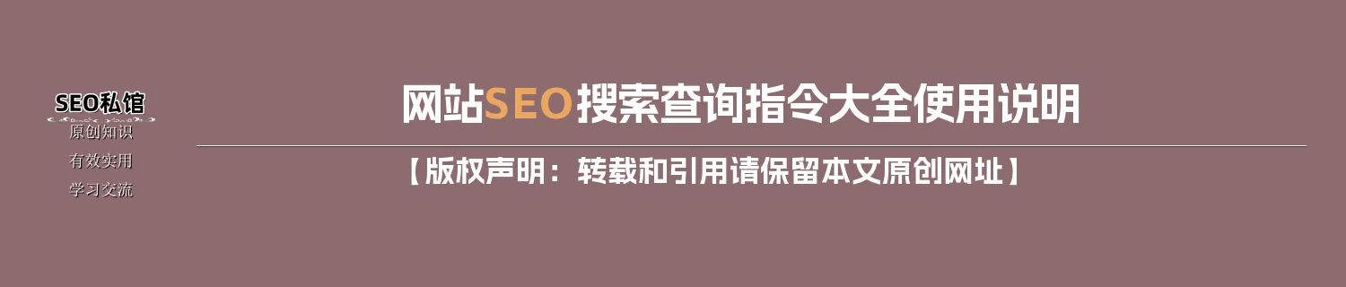 网站SEO搜索查询指令大全使用说明