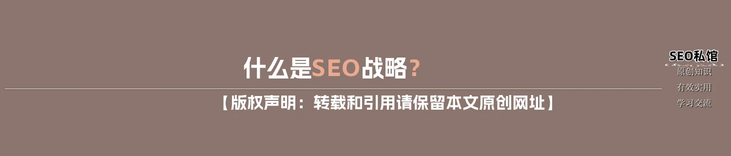 什么是SEO战略？