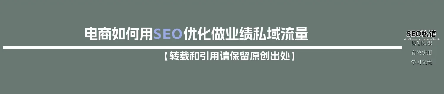 电商如何用SEO优化做业绩私域流量 电商如何用SEO优化做业绩私域流量