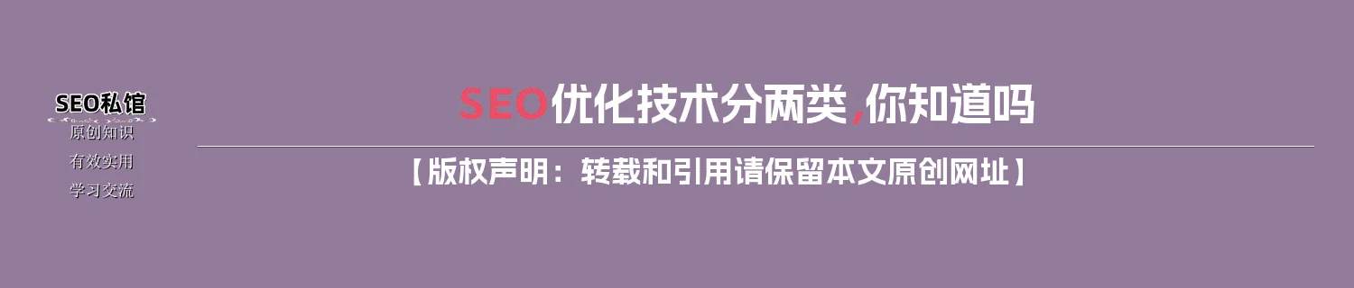 SEO优化技术分两类，你知道吗