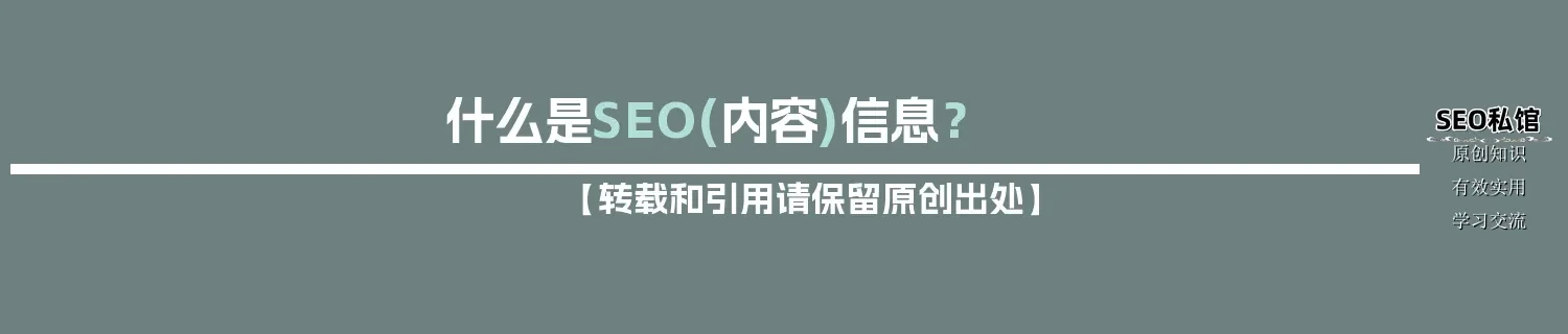 什么是SEO(内容)信息？