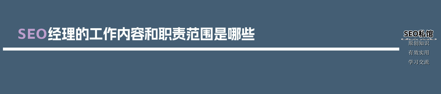 SEO经理的工作内容和职责范围是哪些