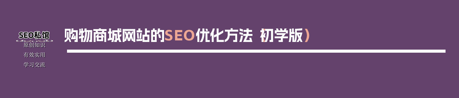 购物商城网站的SEO优化方法（初学版）