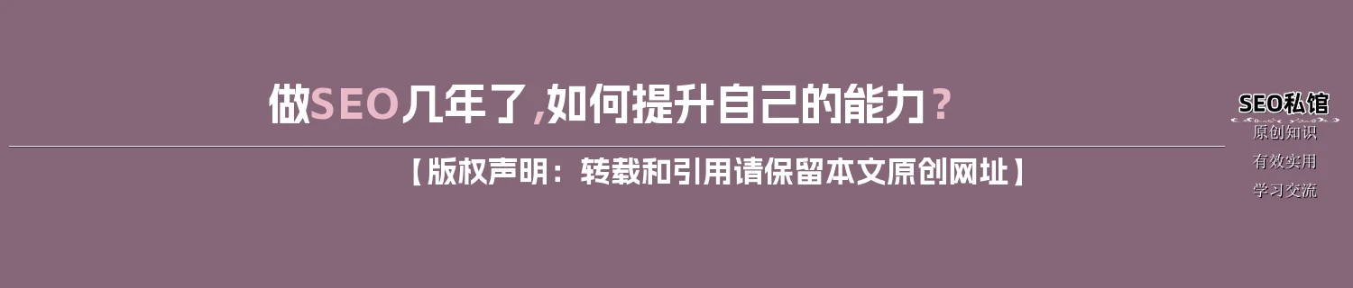 做SEO几年了，如何提升自己的能力？