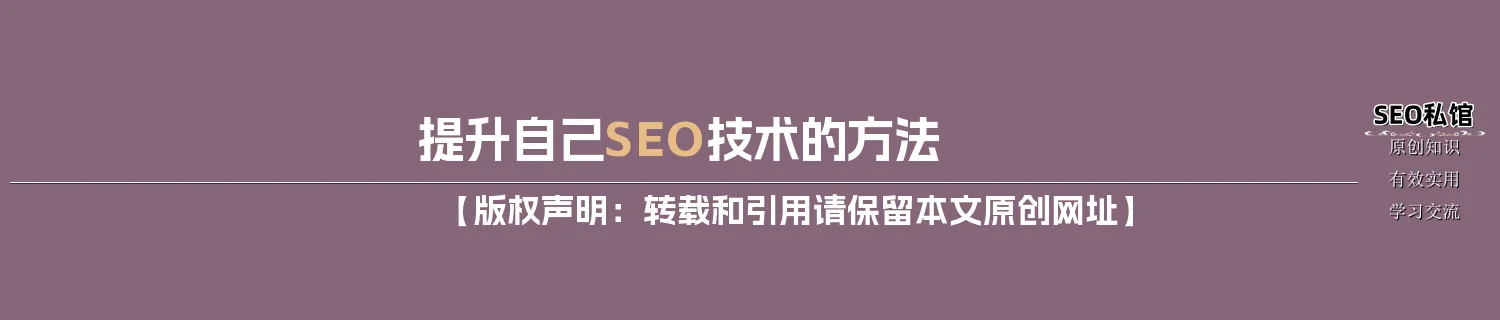 提升自己SEO技术的方法