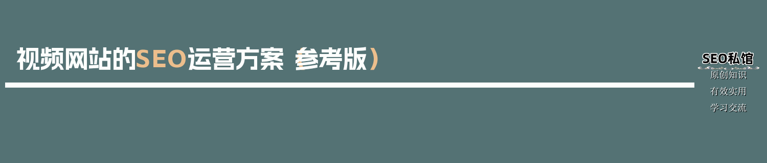 视频网站的SEO运营方案（参考版）