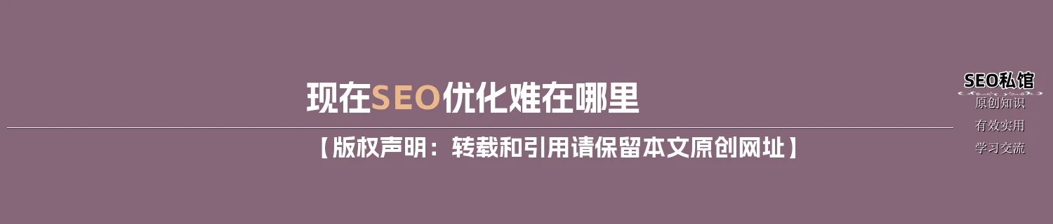 现在SEO优化难在哪里