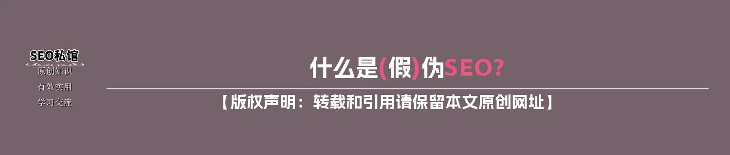什么是(假)伪SEO?
