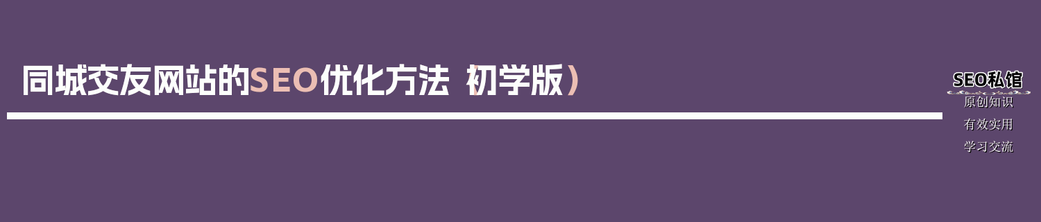 同城交友网站的SEO优化方法（初学版）