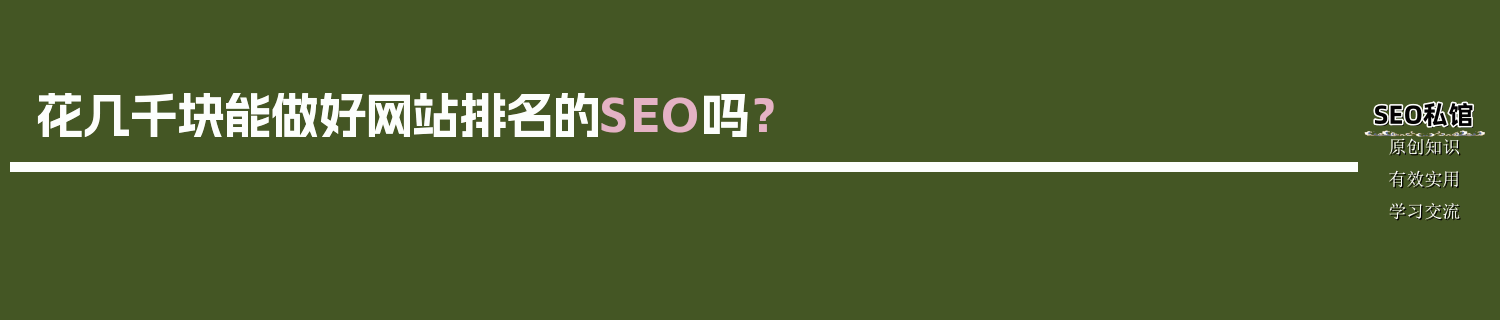 花几千块能做好网站排名的SEO吗？