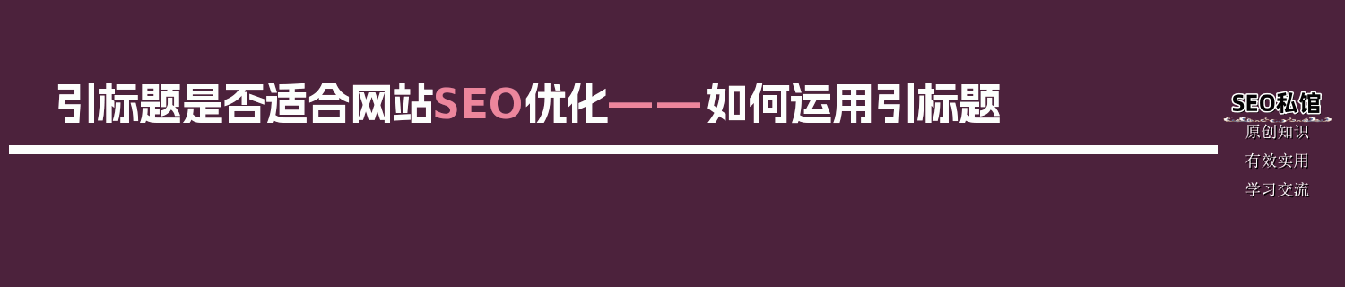 引标题是否适合网站SEO优化——如何运用引标题