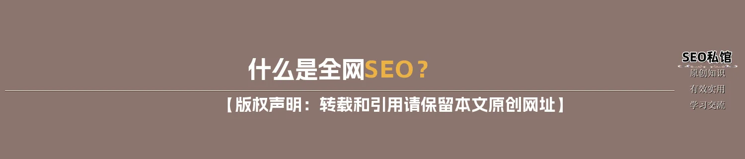 什么是全网SEO? 什么是全网SEO?