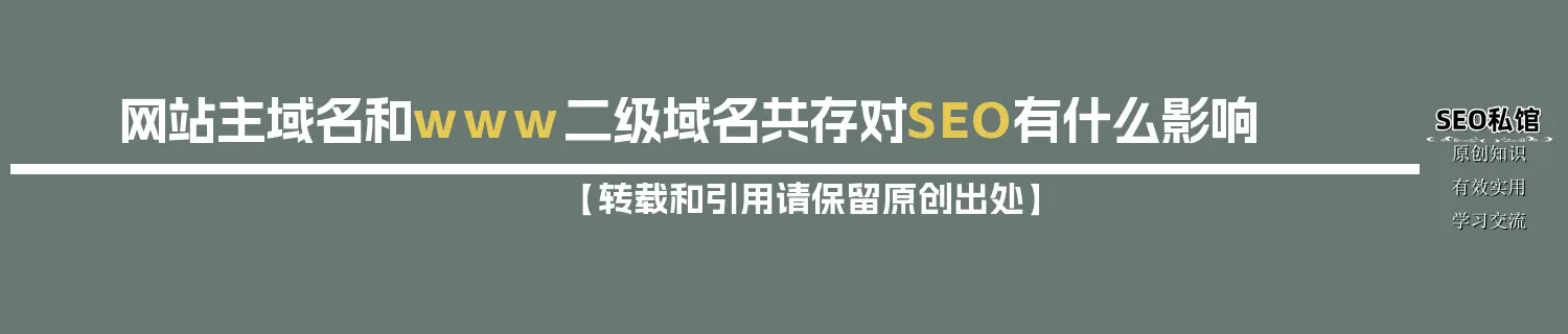 网站主域名和www二级域名共存对SEO有什么影响