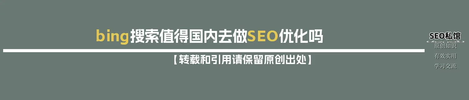 bing搜索值得国内去做SEO优化吗