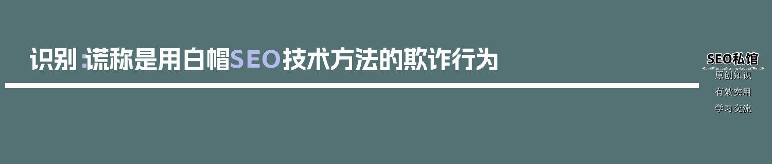 识别：谎称是用白帽SEO技术方法的欺诈行为