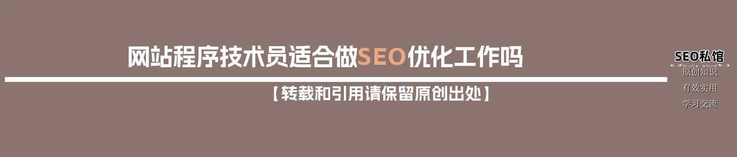 网站程序技术员适合做SEO优化工作吗