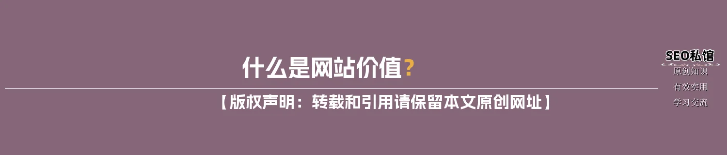 什么是网站价值？
