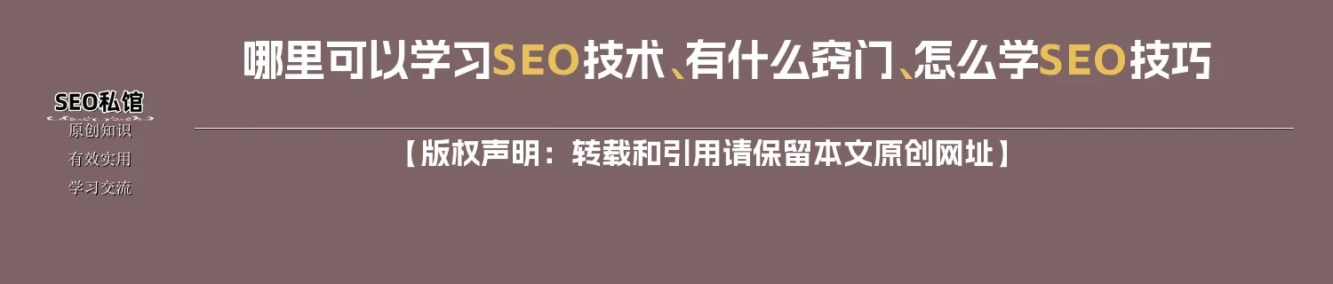 哪里可以学习SEO技术、有什么窍门、怎么学SEO技巧