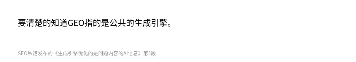 要清楚的知道GEO指的是公共的生成引擎。