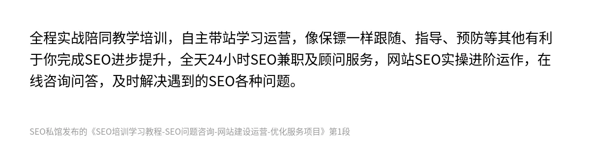 SEO培训学习教程-SEO问题咨询-网站建设运营-优化服务项目 - 第1张图