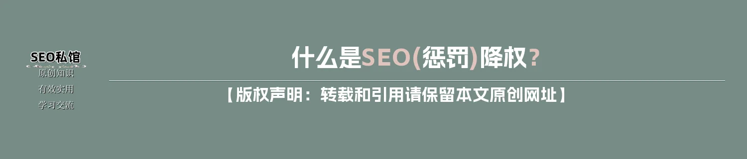 什么是SEO(惩罚)降权？