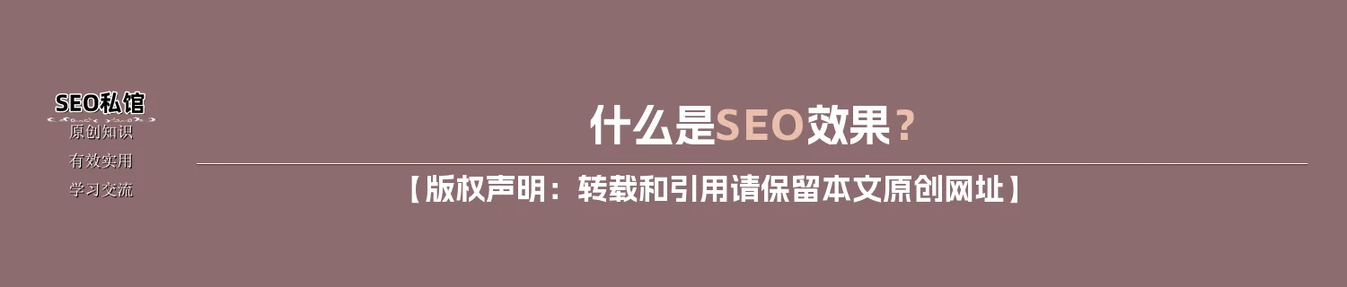 什么是SEO效果？