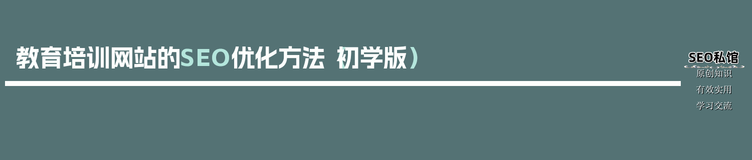 教育培训网站的SEO优化方法（初学版）